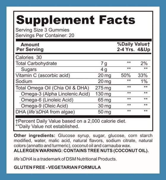Lifesource Vitamins Omega 3,6,9 W/Dha - 60 Gummies - 100% Plant Based - Vegetarian - Kids, Teens And Adults