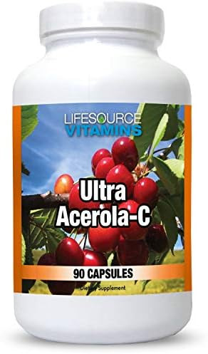Lifesource Vitamins - Ultra Acerola-C - Acerola Berry Powder 1500 Mg - 90 Capsules - 500 Mg Of Vitamin C Per Serving