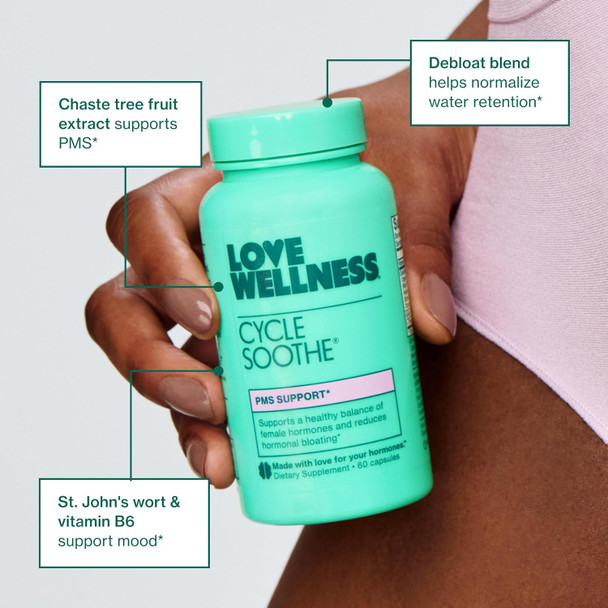Love Wellness Cycle Soothe Supplement  Promotes A Happy Mood  Helps With Pms Hormones, Stress Relief, & Improves Mood  60 Capsules Love Wellness Cycle Soothe Supplement  Promotes A Happy Mood  Helps With Pms Hormones, Stress Relief, & Improves Mood  60 Capsules