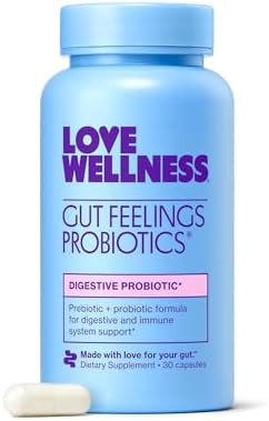Love Wellness Gut Feelings Probiotic  Gut Health For Women, Digestion Relief & Immune Support Supplement  Womens Probiotic For Gas Relief  3 Billion Cfu  Safe Prebiotic And Postbiotic  30 Count