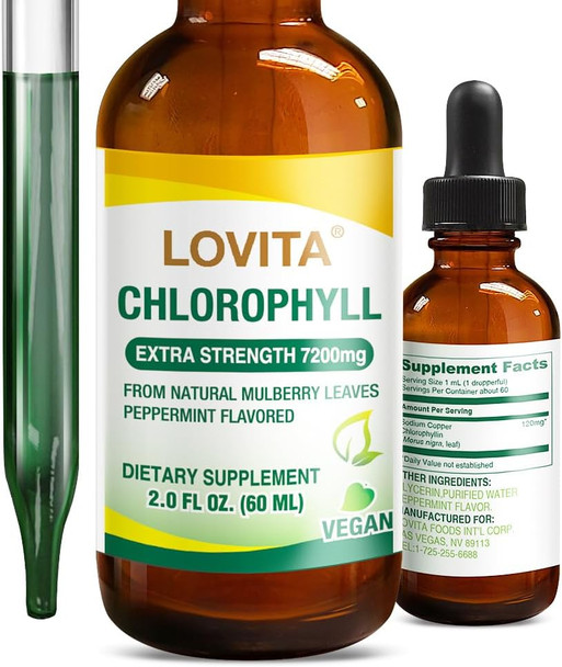 Lovita Chlorophyll Liquid 120Mg Per Ml, High Potency Concentrated  Internal Deodorant, Skin Health, Energy Booster & Immune Support  From Natural Mulberry Leaf  2 Fl Oz Lovita Chlorophyll Liquid 120Mg Per Ml, High Potency Concentrated  Internal Deodorant, Skin Health, Energy Booster & Immune Support  From Natural Mulberry Leaf  2 Fl Oz
