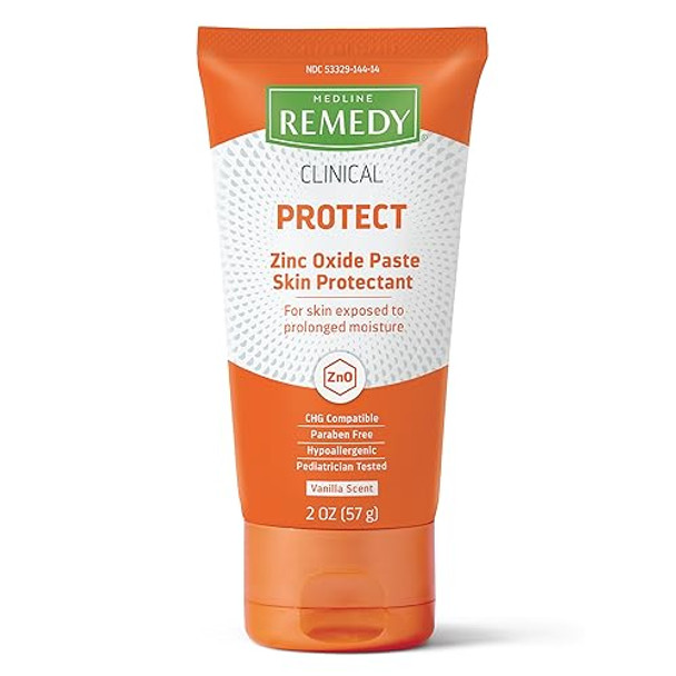 Medline Remedy Clinical Zinc Oxide Paste Skin Protectant (2 Oz Tube), Vanilla Scent, Diaper Rash Cream, Incontinence Care, Wetness Protection, Paraben , Hypoallergenic, Adults, Children