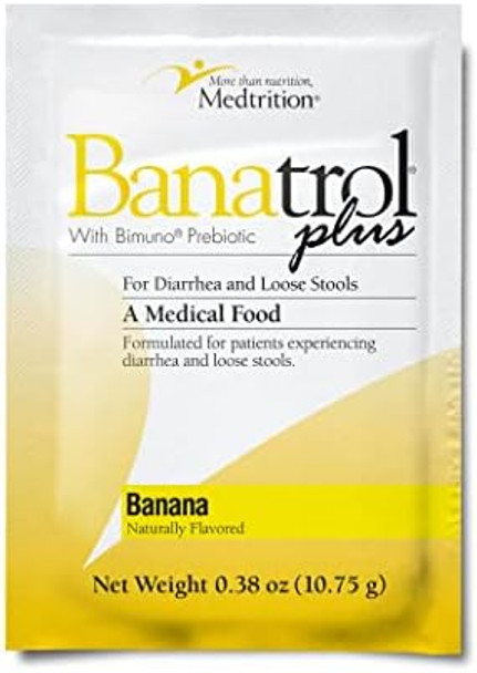 Medtrition Banatrol Natural Anti-Diarrheal With Prebiotics, Relief For Ibs, Recurring Diarrhea, Clinically Supported Medical Food, Non-Constipating, 21 Servings (Banana)