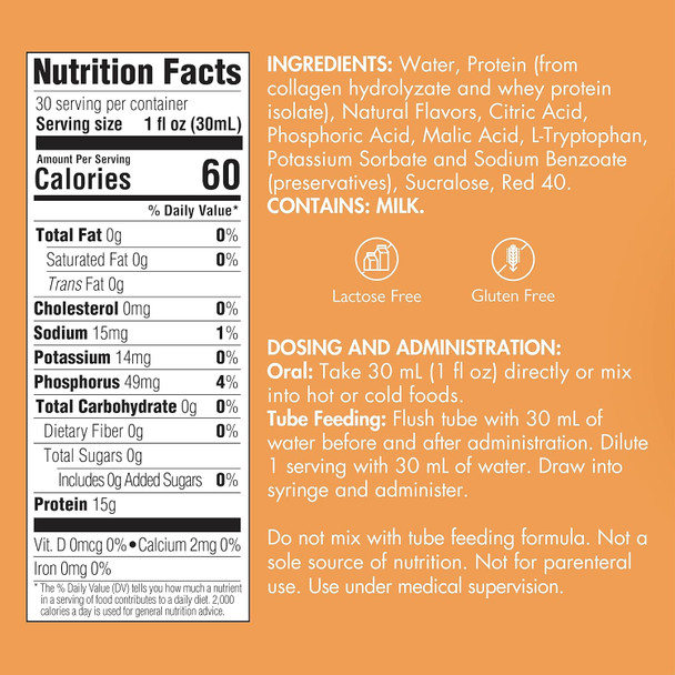Liquid Collagen Peptides Type I, Iii 15 Grams Protein Per Oz. Prosource Nocarb Neutral Bottle Medtrition