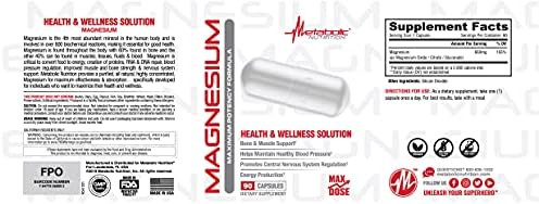 Metabolic Nutrition Magnesium, 650Mg Per Serving, Non-Gmo, Vegan, Gluten , 90 Capsules