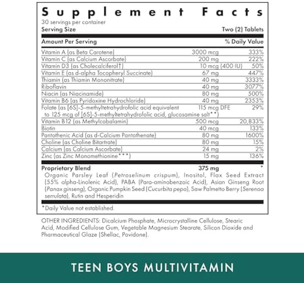 Michael'S Health Naturopathic Programs Teen Boys - 60 Vegetarian Tablets - Daily Multivitamin Supplement - Kosher - 30 Servings