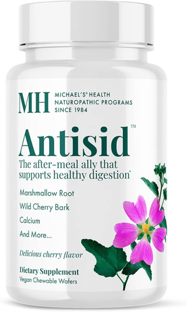 Michael'S Health Naturopathic Programs Antisid - 60 Vegan Chewable Wafers - Wild Cherry Flavor - Supports Healthy Digestion - Kosher - 20 Servings