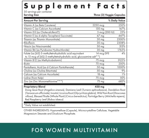 Michael'S Health Naturopathic Programs For Women Multivitamin  90 Vegetarian Capsules  Support For Energy, Hair, Skin And Nails  30 Servings