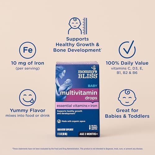 Mommy'S Bliss Baby Multivitamin + Iron, Daily Essential Vitamins For Immune Support, Healthy Growth & Bone Development, Age 2 Months+, 30 Ml, Liquid