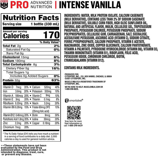 Muscle Milk Pro Advanced Nutrition Protein Shake & Genuine Shake, Strawberry, 11.16 Fl Oz Bottles (Pack Of 12)