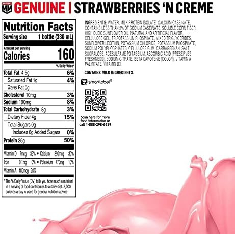 Muscle Milk Genuine Shake, Strawberry, 11.16 Fl Oz Bottles (12 Pack) & Optimum Nutrition Protein Shake, Chocolate, 24G Protein, 11 Fl Oz (12 Count)