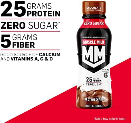 Muscle Milk Genuine Shake, Strawberry, 11.16 Fl Oz Bottles (12 Pack) & Optimum Nutrition Protein Shake, Chocolate, 24G Protein, 11 Fl Oz (12 Count)