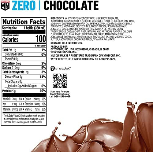 Muscle Milk Zero Protein Shake Chocolate 20G Protein Zero Sugar 100 Calorie 12 Pack And Pure Protein Chocolate Peanut Butter Bars 20G Protein Gluten  1.76Oz 12 Count