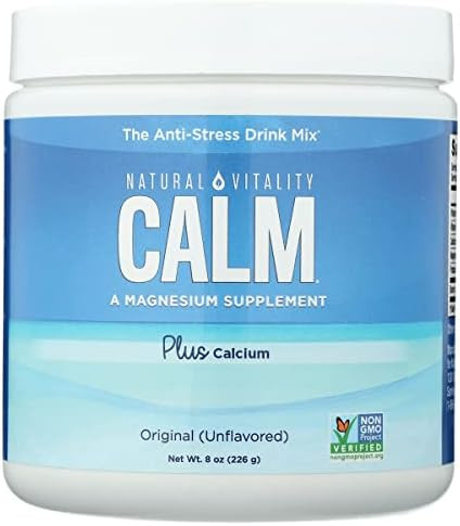 Natural Vitality Calm Magnesium Powder Plus Calcium, Unflavored, 8 Ounces (Package May Vary)