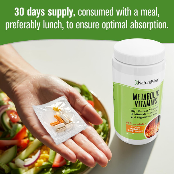Naturalslim Metabolic Vitamins - Combination Of High Potency Multivitamins, Minerals, B Complex, Msm, & Digestive Formula Supplements For Men & Women - Energy & Metabolism Support - Capsule,1 Pack