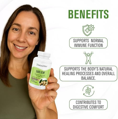 Naturalslim Garligin Odorless Garlic Supplement With Ginger For Immune Support, Metabolism Booster, Supports Natural Body Balance & Improves Digestion - 100 Capsules