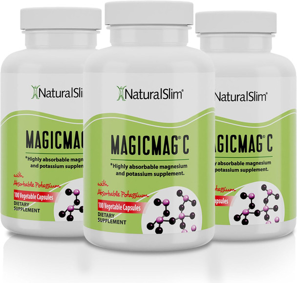 Magicmag C By Naturalslim, Magnesium Citrate With Potassium For Muscle Relaxation, Sleep Quality, Nerve Function & Electrolyte Support, Daily Magnesium Supplement For Men And Women, 100 Capsules 1Pk