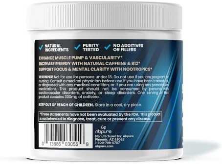 Nbpure Pump Juice+ Pre Workout–Energy, Pumps, Focus For Women & Men–Caffeine, Bcaa, Glutamine, Nitric Oxide, Alpha Lipoic Acid–Nothing Artificial