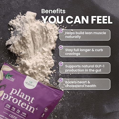 Nbpure Vegan Pea Protein Powder, Vanilla – Lean Muscle + Hunger & Bloating Support For Women, Men, Kids – 25G Plant Protein Per Serving – No Artificial Sweeteners Or Flavors, Gusset, 25 Servings