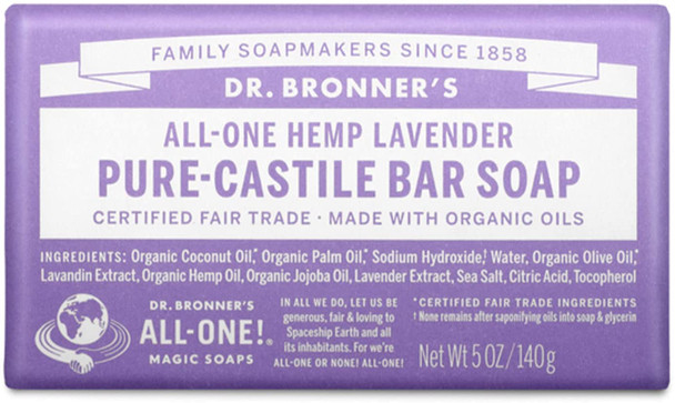 Dr. Bronner's Organic All-One Hemp Lavender Pure-Castile Soap Bar