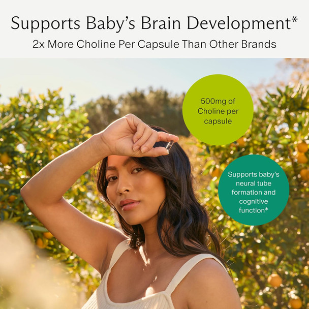 Needed. Prenatal Choline For Cognitive Development - Choline Supplement Aids Baby Brain Development - Supports Healthy Pregnancy & Metabolism - Third Party Tested - 60 Capsules