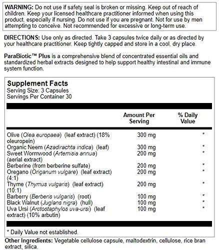 Nutra Biogenesis Parabiotic Plus - Probiotics For Women & Men, Wormwood, Black Walnut & Neem For Added Support, Microbiome Supplement, Clean, Vegan, Natural - 90 Veggie Capsules