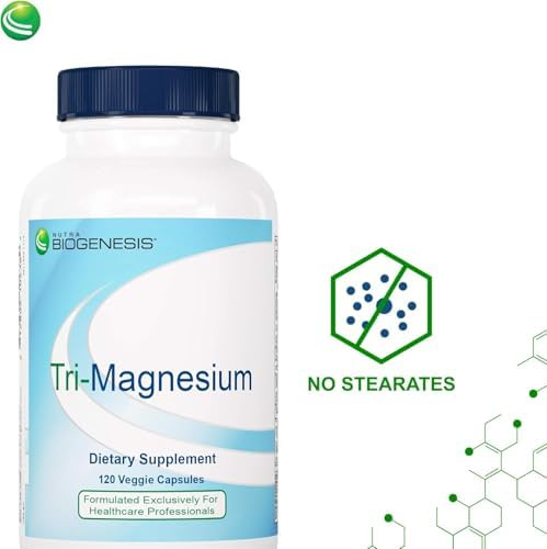 Nutra Biogenesis Tri-Magnesium - Triple Magnesium Complex, High Absorption Supplement With Citrate, Malate & Oxide For Bone, Muscle & Teeth Support, 3 In 1 Formula For Women & Men - 120 Capsules