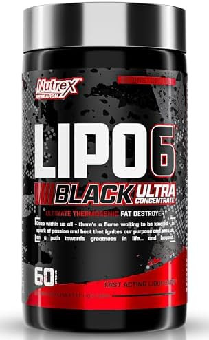 Nutrex Research Lipo-6 Black Ultra Concentrate  Thermogenic Energizing Fat Burner Supplement, Increase Weight Loss, Energy & Intense Focus Capsule, 60Count