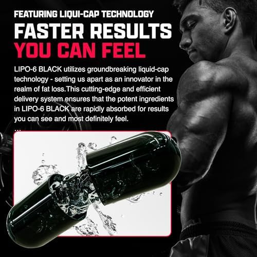 Nutrex Lipo-6 Black Max Strength Fat Burner - Fast Acting Energy, Weight Loss Diet Pills – Appetite Suppressant, Metabolism Booster - 120 Capsules