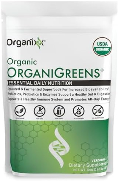 Organixx Greens Superfood Powder With Probiotic Digestive Enzymes, Gluten , Vegan, Daily Super Greens Powder Supplement Drink Mix For Gut Health, Immune Support & Energy, Organic, Non Gmo, 10 Oz Organixx Greens Superfood Powder With Probiotic Digestive Enzymes, Gluten , Vegan, Daily Super Greens Powder Supplement Drink Mix For Gut Health, Immune Support & Energy, Organic, Non Gmo, 10 Oz