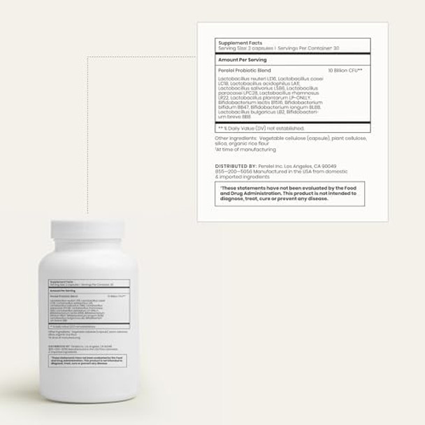 Perelel Daily Probiotic, Women’S Supplement With 10 Billion Cfu, Supports Vaginal Health & Everyday Digestive, Soy And Gluten , Non Gmo, Shelf Stable, 60 Capsules