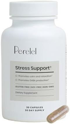 Perelel Stress Support, Supplement With Ashwagandha, Saffron, Holy Basil, And Probiotic, Plant Based Formula For Relaxation And Wellness Support, Gluten , Non Gmo, 30 Capsules