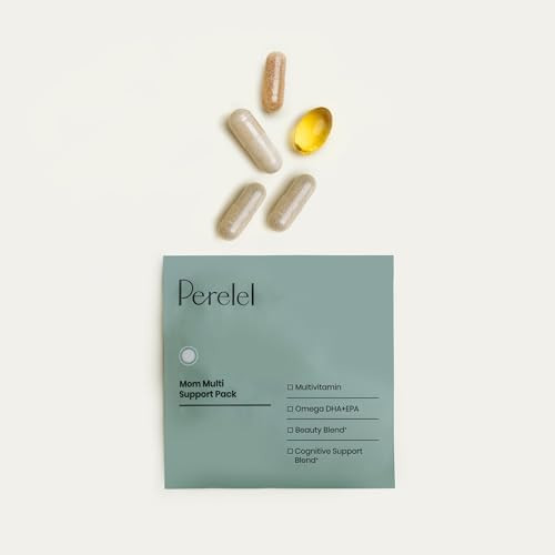 Perelel Mom Multi Support Pack, Postnatal Vitamins For Women With Omega 3 Dha, Iron, Collagen, & Vitamin B12 To Support Postpartum Health, Soy & Gluten , Non Gmo, 30 Daily Pill Packs