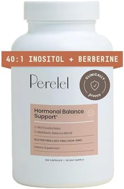 Perelel Hormone Balance Support, Womens Inositol Supplement With Berberine, Myo & D Chiro Inositol, Alpha Lipoic Acid, & Dim To Support Female Health, Soy, Dairy & Gluten , Non Gmo, 120 Capsules