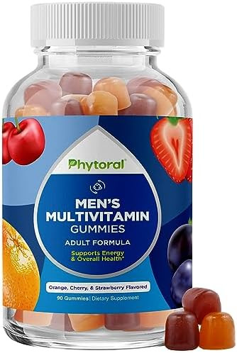Phytoral Natural Multivitamin For Men Gummies With Zinc - Vitamin D C A & Biotin B6 B12 Full Health Supplement