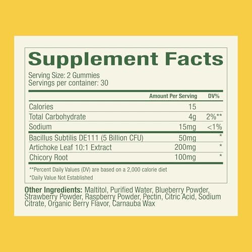 Plant People Wonderbiome 2-In-1 Prebiotic + Probiotic Gummies – Zero-Sugar Vegan Digestive Health & Bloating Relief – 5 Billion Cfu Bacillus Subtilis De111 + Artichoke & Chicory – 60 Count