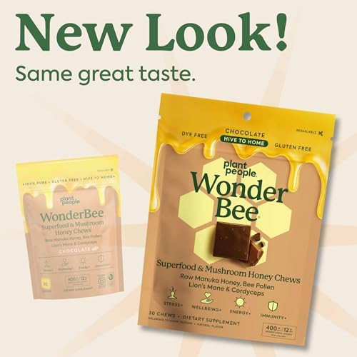 Plant People Chocolate Wonderbee Superfood & Mushroom Chews, 30 Ct