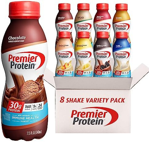 Premier Protein Shakes, 8 Flavor Variety Pack, 30G Protein, 1G Sugar, 24 Vitamins & Minerals, Nutrients To Support Immune Health 11.5 Fl Oz (8 Pack)