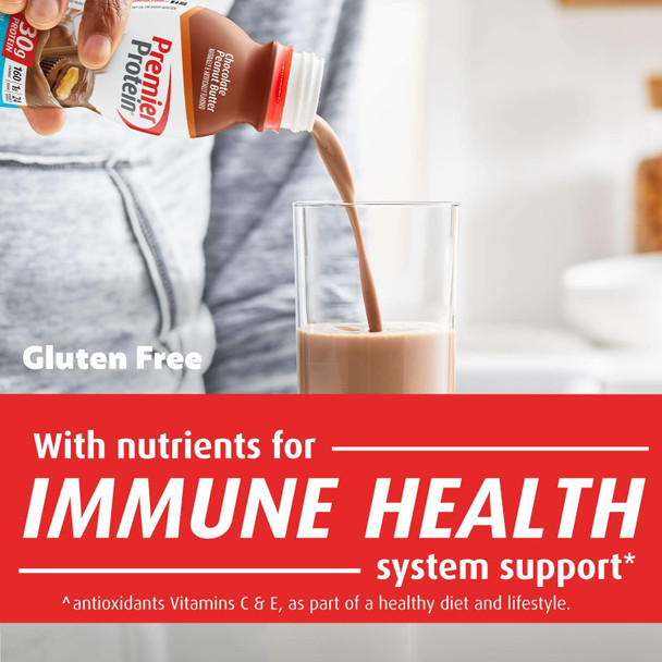 Premier Protein Shake, Chocolate Peanut Butter, 30G Protein, 1G Sugar, 24 Vitamins & Minerals, Nutrients To Support Immune Health, 11.5 Fl Oz