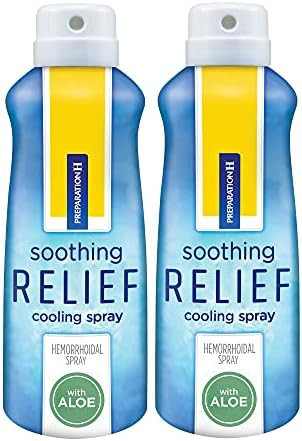 Preparation H Soothing Relief Cooling Spray, No-Touch Witch Hazel Spray For Irritated Skin Relief - 2X2.7 Oz Bottles