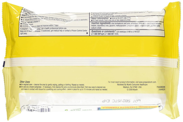 Preparation H (48 Count) Flushable Medicated Hemorrhoid Wipes, Maximum Strength Relief With Witch Hazel And Aloe, Pouch (Pack Of 3)