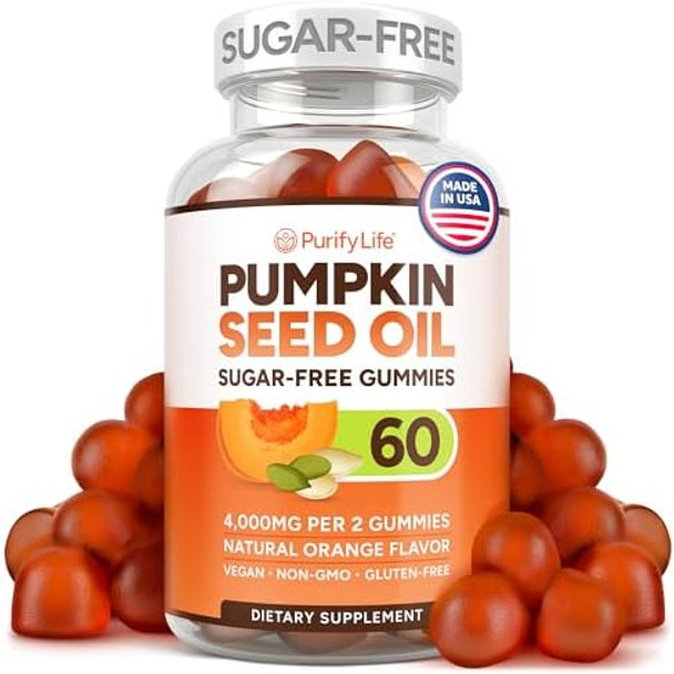 Purify Life Sugar- Pumpkin Seed Oil Gummies (4,000Mg/Serving) Pumpkin Seed Oil For Hair Growth, Youthful Skin, Prostate Health, Immune & Urinary Tract Support-Natural Source Of Essential Fatty Acids-60 Chews Purify Life Sugar- Pumpkin Seed Oil Gummies (4,000Mg/Serving) Pumpkin Seed Oil For Hair Growth, Youthful Skin, Prostate Health, Immune & Urinary Tract Support-Natural Source Of Essential Fatty Acids-60 Chews
