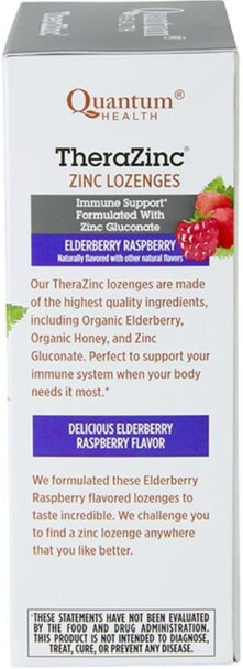 Quantum Health Therazinc Usda Organic Zinc Lozenges, Eldertry Raspberry, Immune Support Formulated With Zinc Gluconate, Fast Relief, No Aftertaste, 25 Count - Pack Of 1