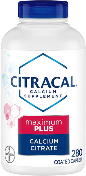 Bayer Citracal Calcium Citrate Plus D3 Maximum Plus Essential Micronutrients Coated Caplets, 280 Count
