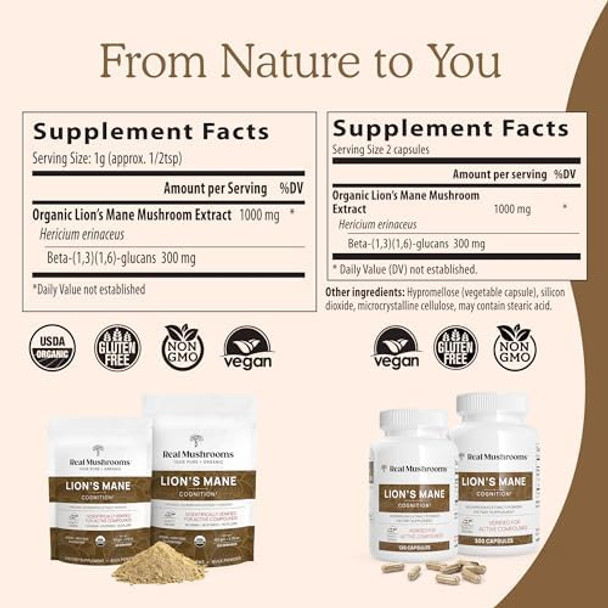 Real Mushrooms Ergothioneine (60Ct) And Lion’S Mane Organic Powder (60 Servings) Bundle With Shiitake And Oyster Mushroom Extracts - Longevity And Cognition - Vegan, Gluten , Non-Gmo Real Mushrooms Ergothioneine (60Ct) And Lion’S Mane Organic Powder (60 Servings) Bundle With Shiitake And Oyster Mushroom Extracts - Longevity And Cognition - Vegan, Gluten , Non-Gmo