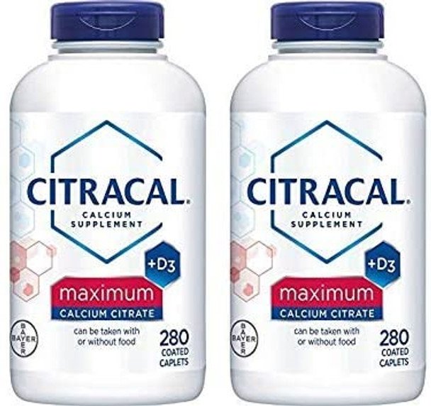 Citracal - Calcium Citrate with Vitamin D3 - 2 Bottles, 280 Caplets Each