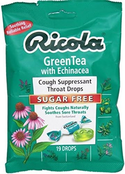Ricola Sugar  Green Tea With Ecea Cough Suppressant Throat Drops 19Ct Bag(Pack Of 3) Ricola Sugar  Green Tea With Ecea Cough Suppressant Throat Drops 19Ct Bag(Pack Of 3)
