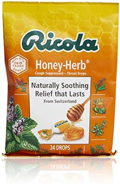 Ricola Honey Herb Herbal Cough Suppressant Throat Drops, 24Ct Bag (Pack Of 3) Ricola Honey Herb Herbal Cough Suppressant Throat Drops, 24Ct Bag (Pack Of 3)