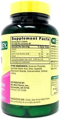Spring Valley Collagen 1,000Mg Per Tablet, Plus Vitamin C, Type 1 & 3, 120Ct By Equate
