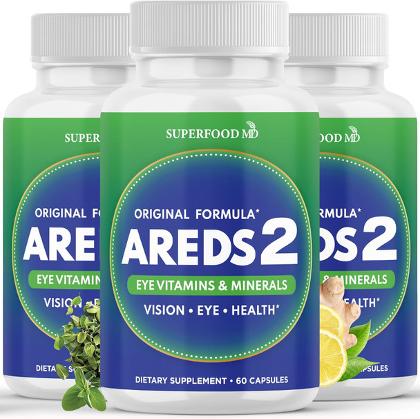 Superfood Md Areds 2 Eye Vitamin & Mineral Supplement, Contains Lutein, Vitamin C, Zeaxanthin, Zinc & Vitamin E With Added Copper - 120 Count